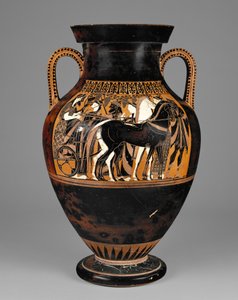 Ânfora ateniense ática de figuras negras com Dionísio e Ariadne, 540-30 aC (terracota)